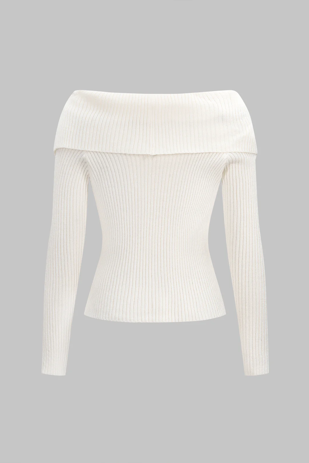 Knit Off Shoulder Ribbed Long-Sleeve Top - Weenar