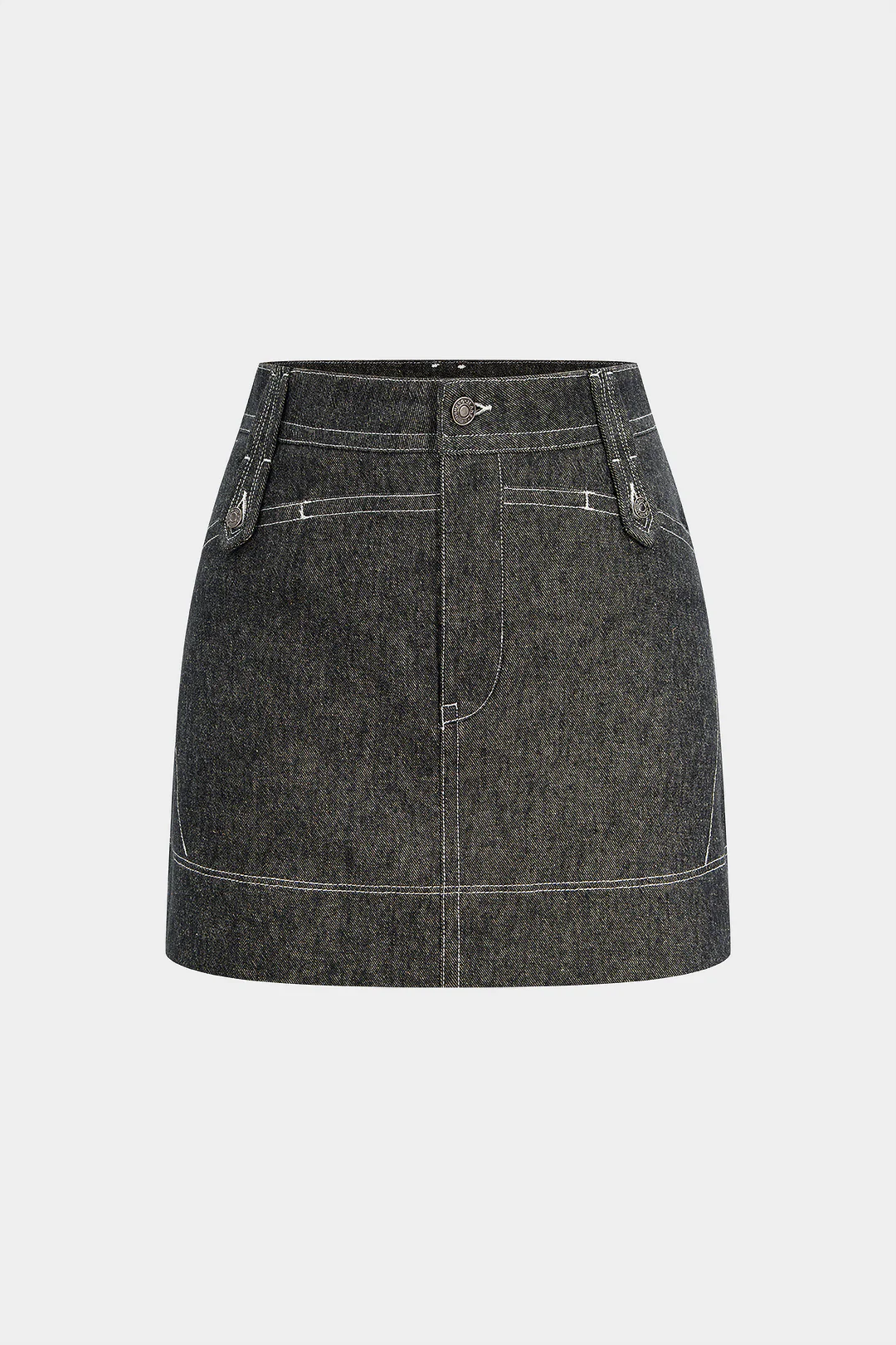 Denim Button Mini Skirt - Weenar