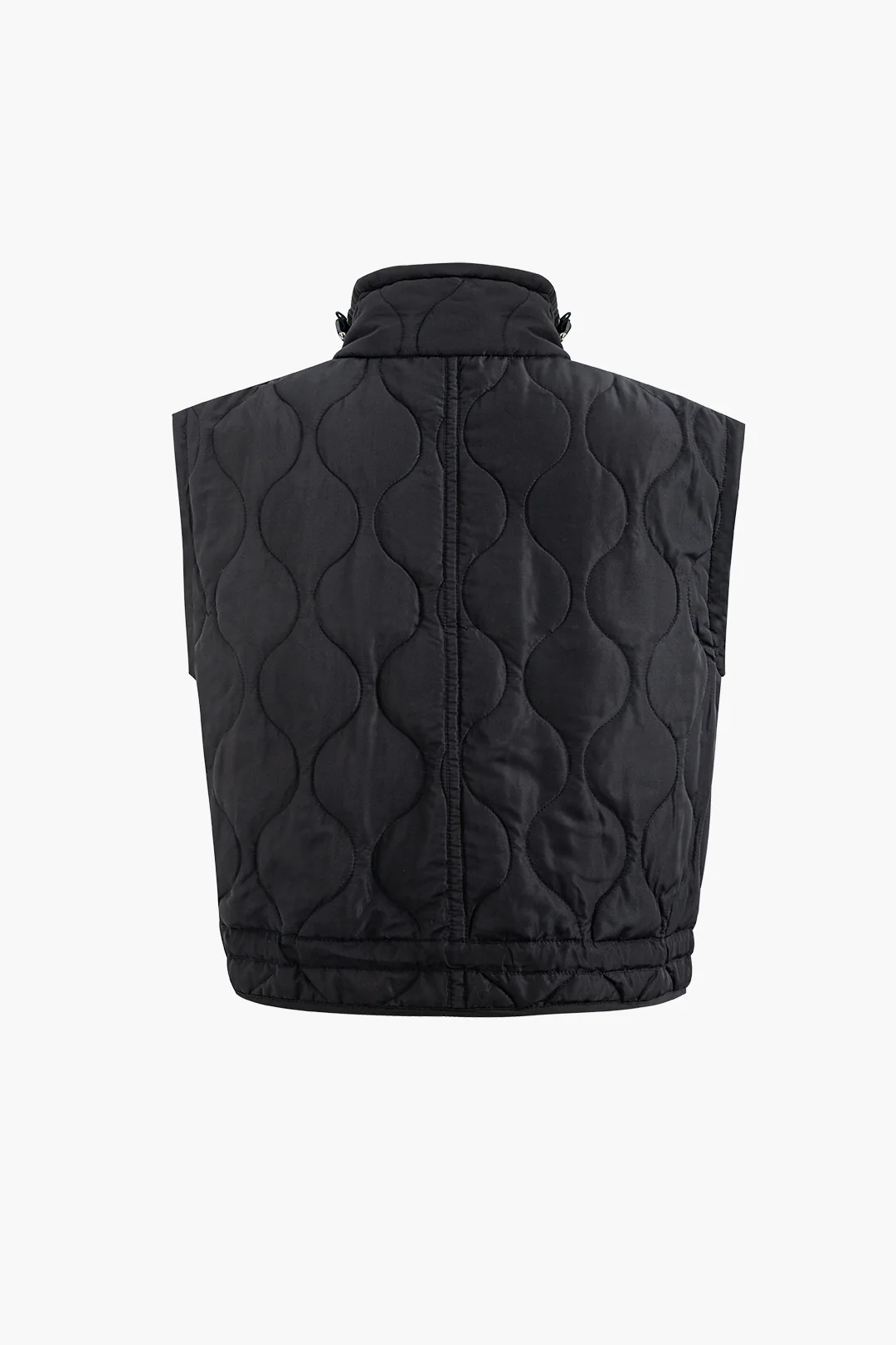 Quilted Drawstring Pocket Zipper Vest - Weenar
