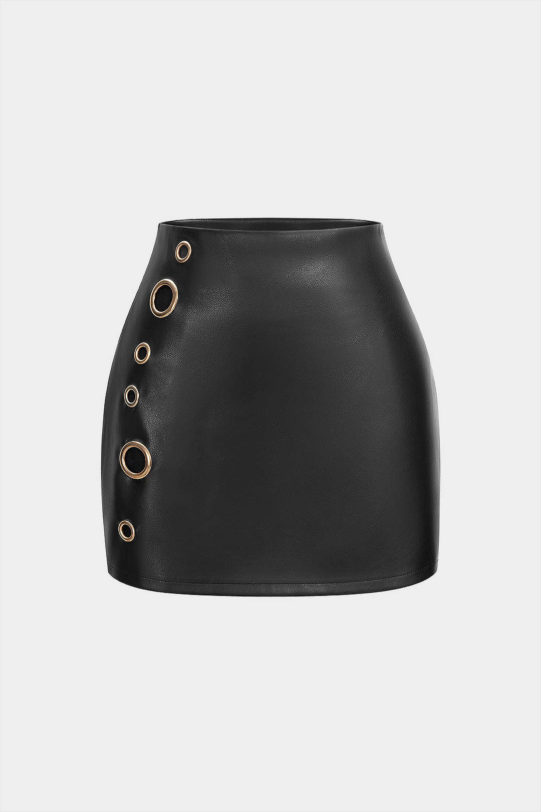 Faux Leather Eyelet Skirt - Weenar