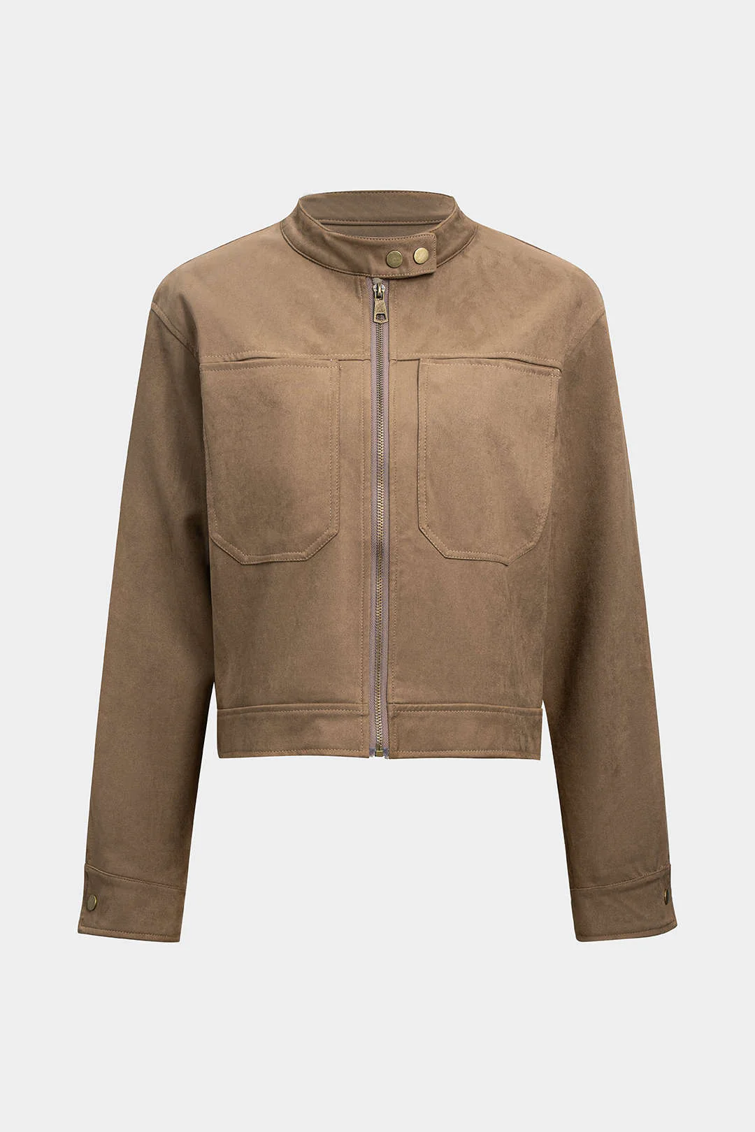 Suede Stand Collar Cropped Jacket - Weenar