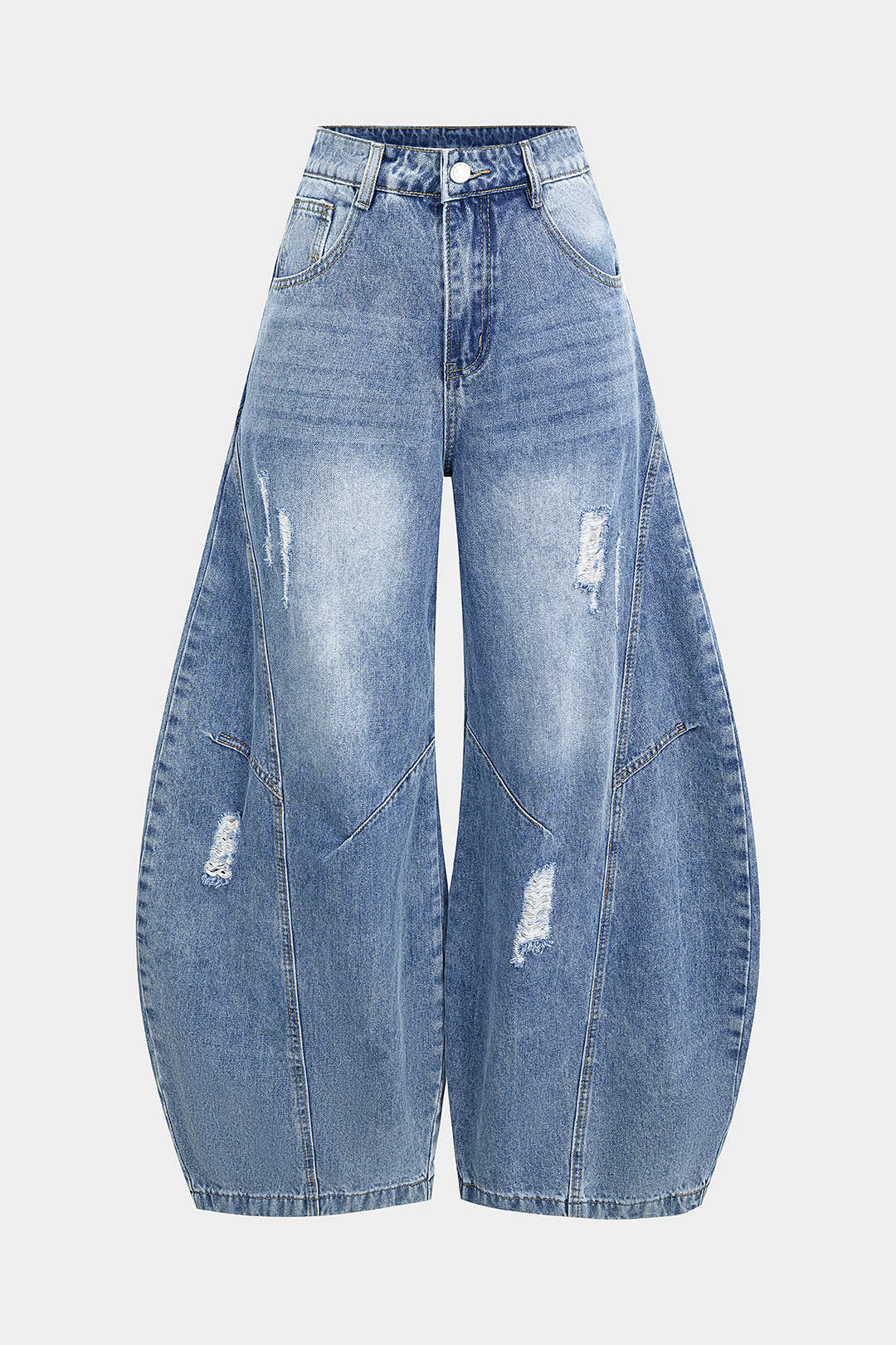 Denim Ripped Wide Leg Jeans - Weenar