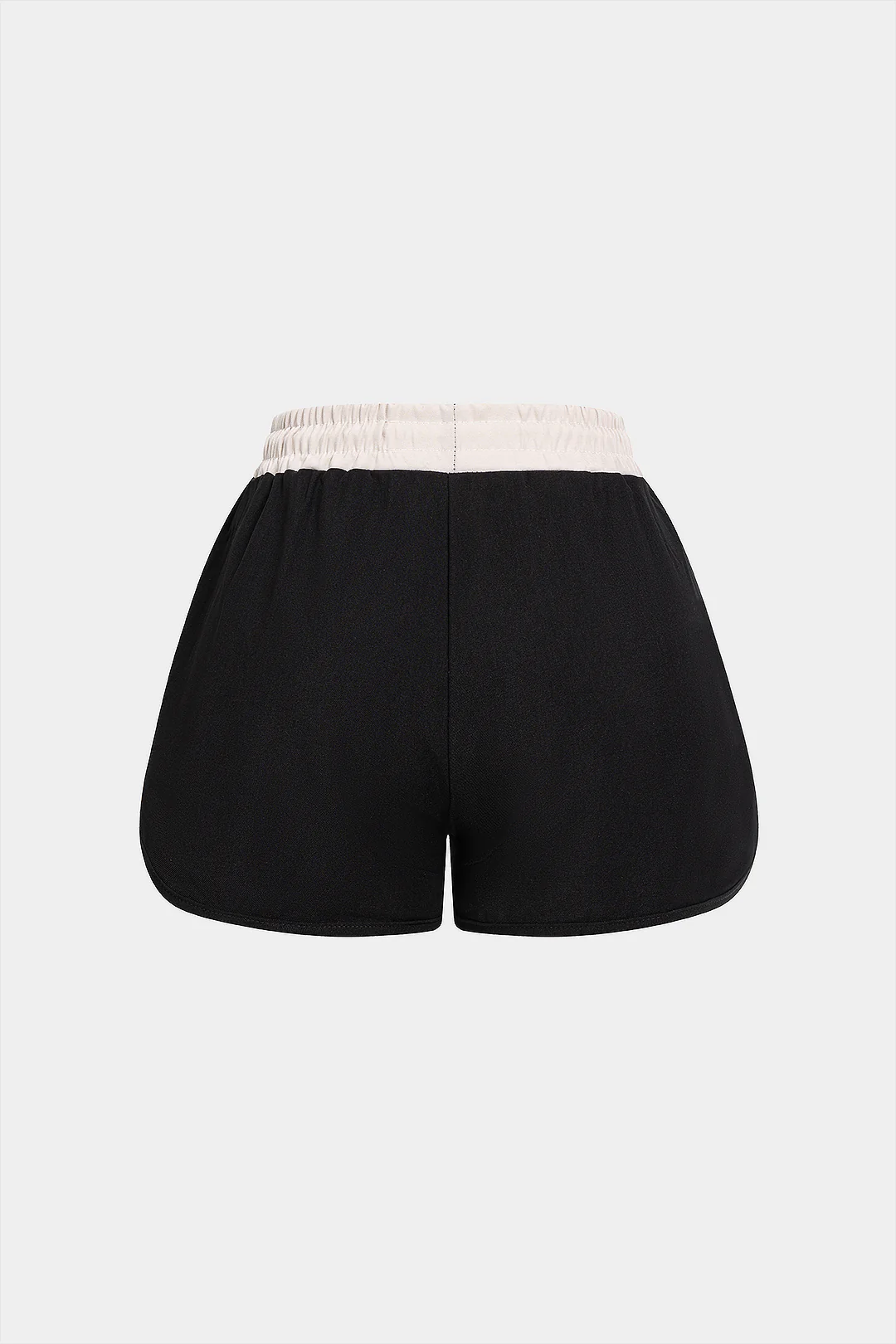 Contrast Pocket Drawstring Shirred Waistband Shorts - Weenar