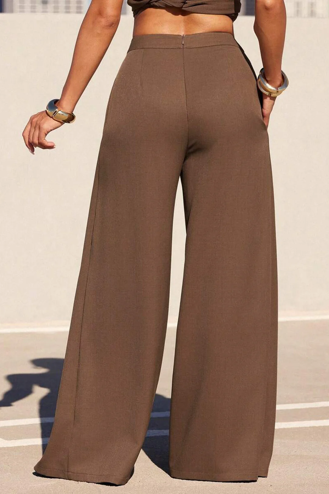Asymmetrical High-Waist Wide-Leg Pants - Weenar