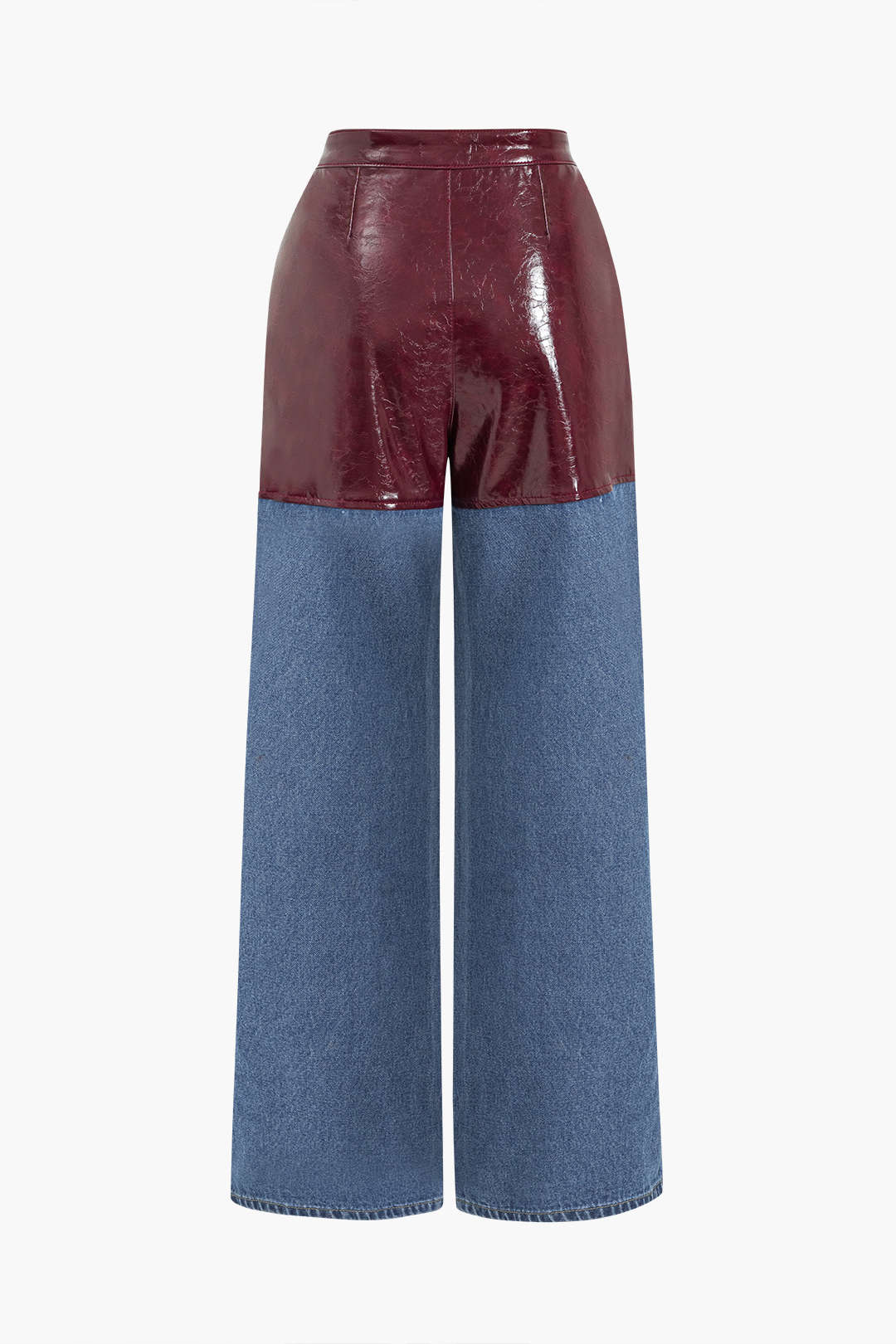 Faux Leather Patchwork Jeans - Weenar