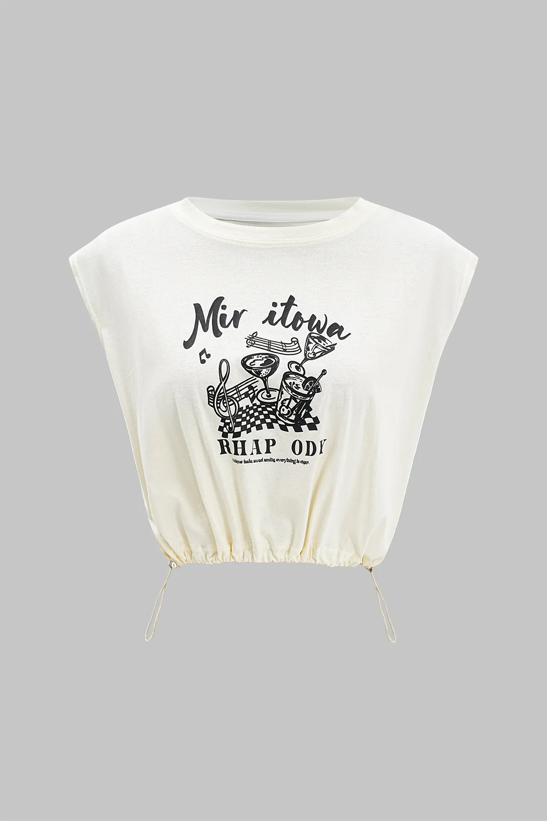 Letter Print Drawstring Ruched Tank Top - Weenar