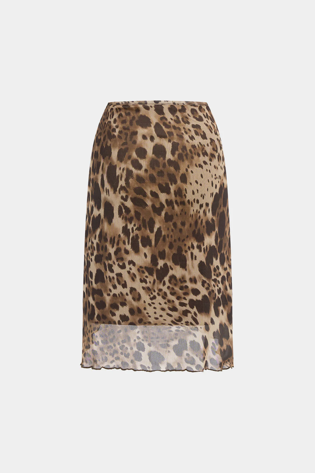 Leopard Print Mesh High Waist Skirt - Weenar