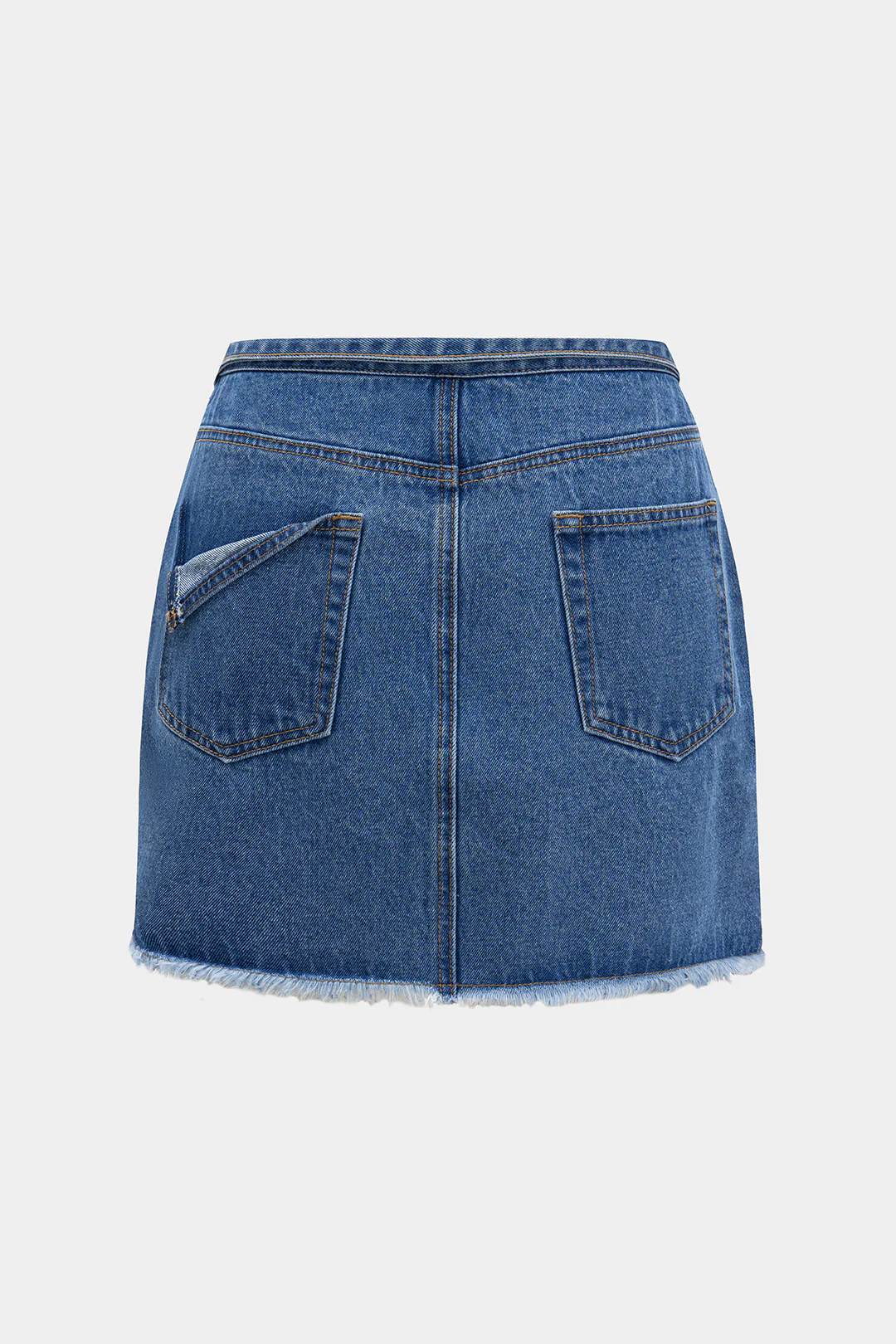 Denim Frayed Pocket Skirt - Weenar