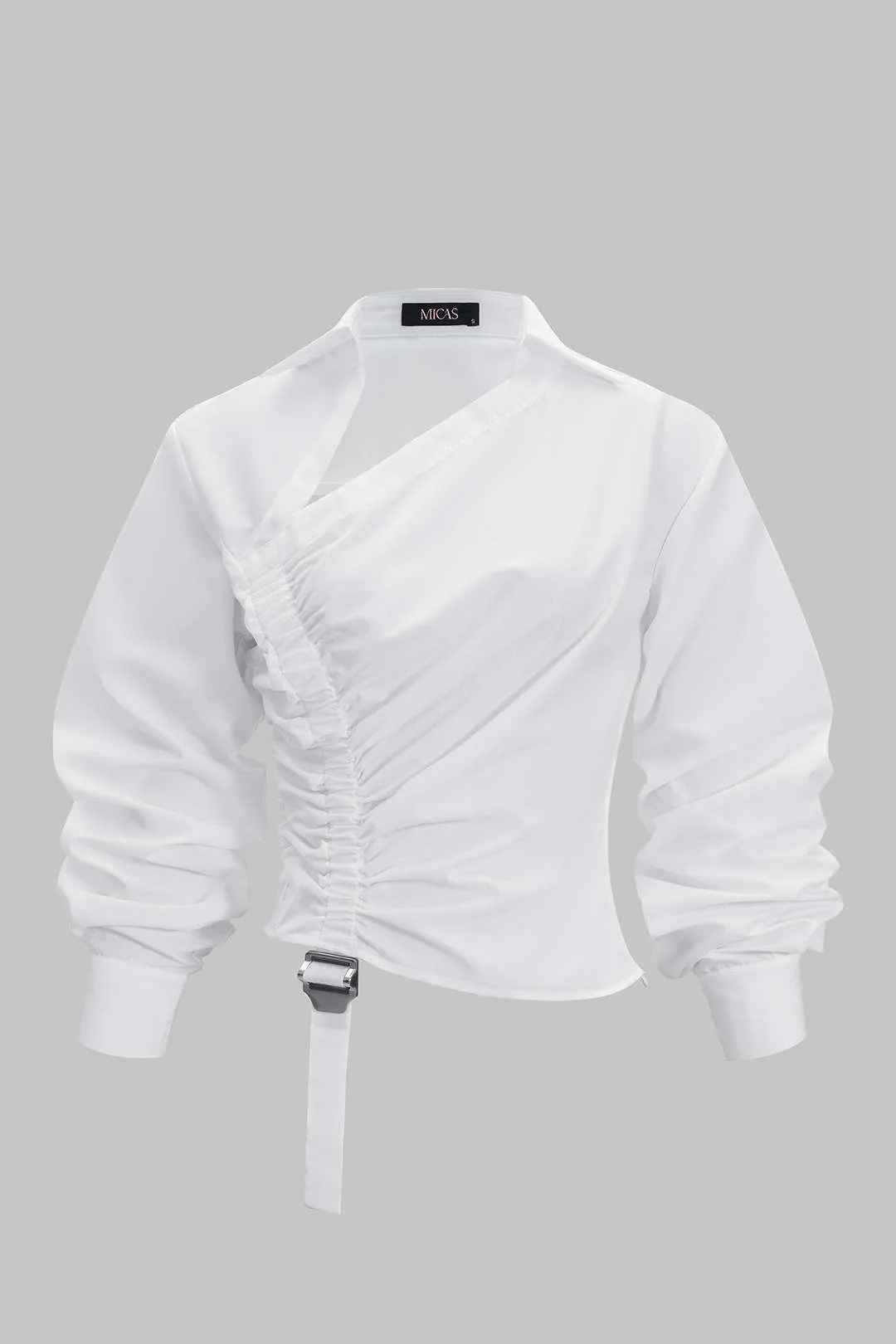 Ruched Drawstring Long-Sleeve Shirt - Weenar