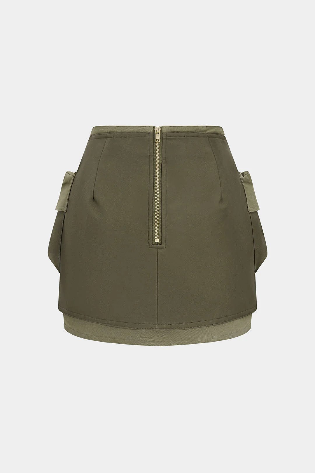 Faux Leather Contrast Pocket Skirt - Weenar