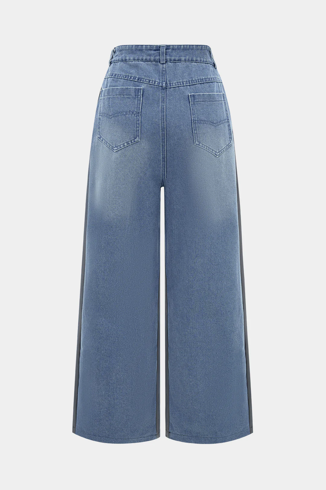 Shirred Patchwork Tie-Up Wide Leg Trousers - Weenar