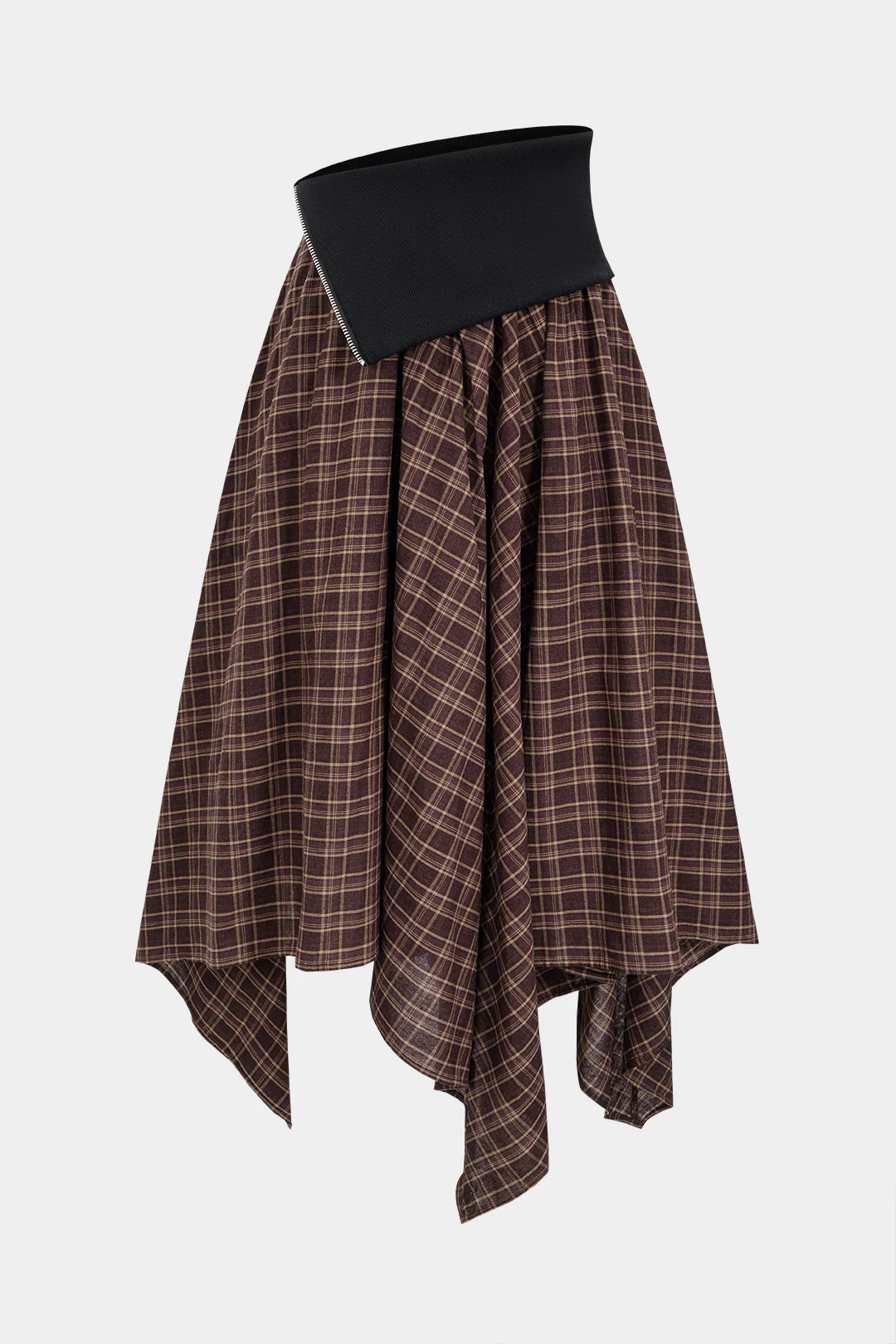 High Waist Patchwork Irregular Hem Skirt - Weenar