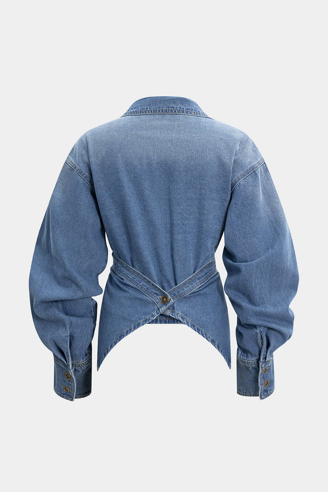 Denim Ruched Crossed Outerwear - Weenar