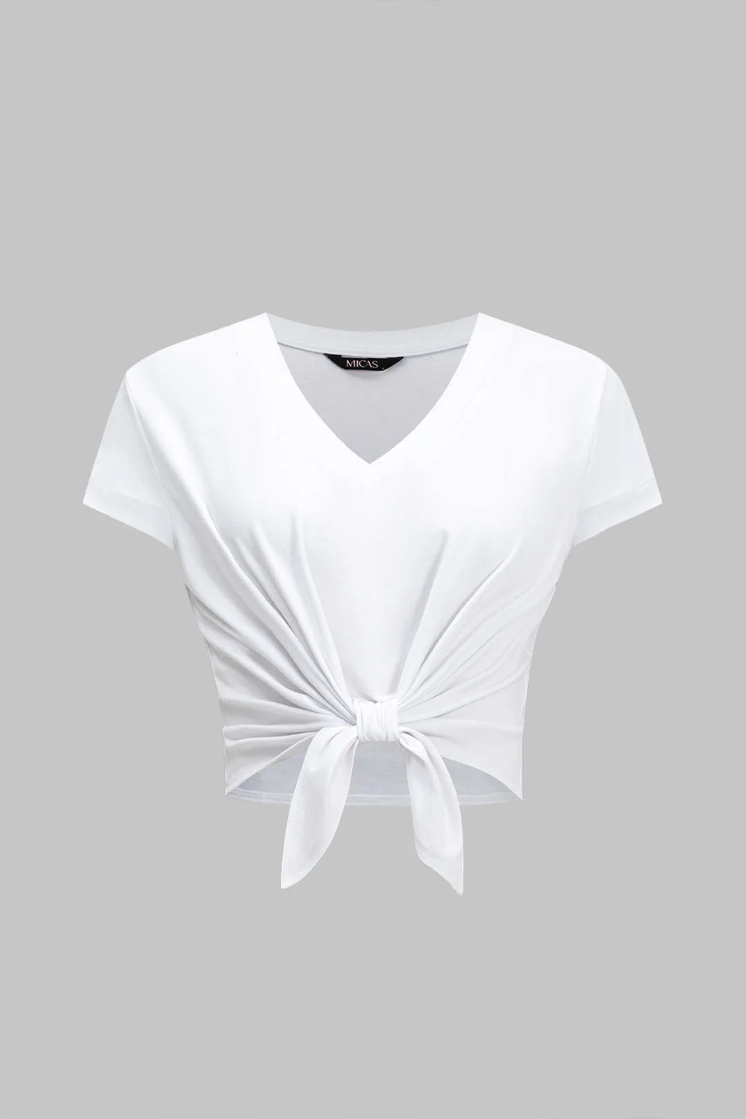 Tie Front Short Sleeve T-Shirt - Weenar