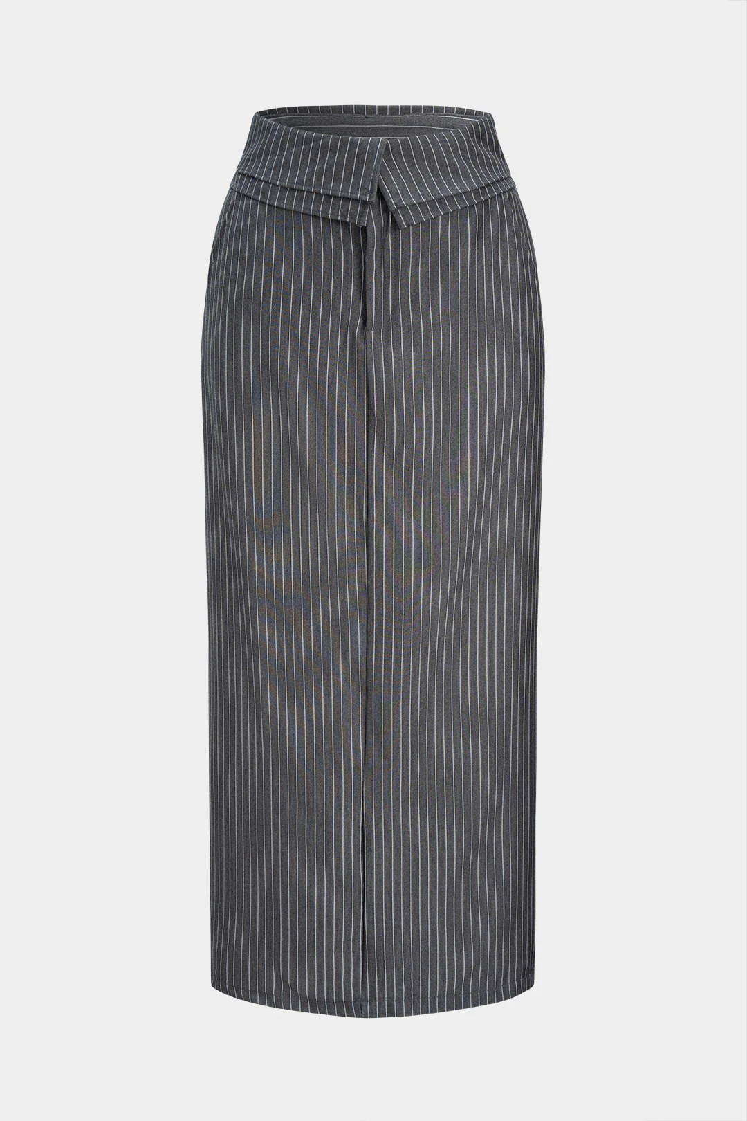 Stripes Print Split Skirt - Weenar