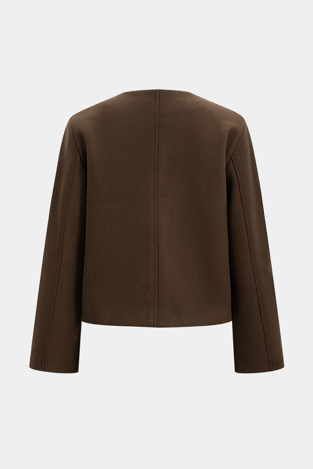 Woolen Button Round Neck Coat - Weenar