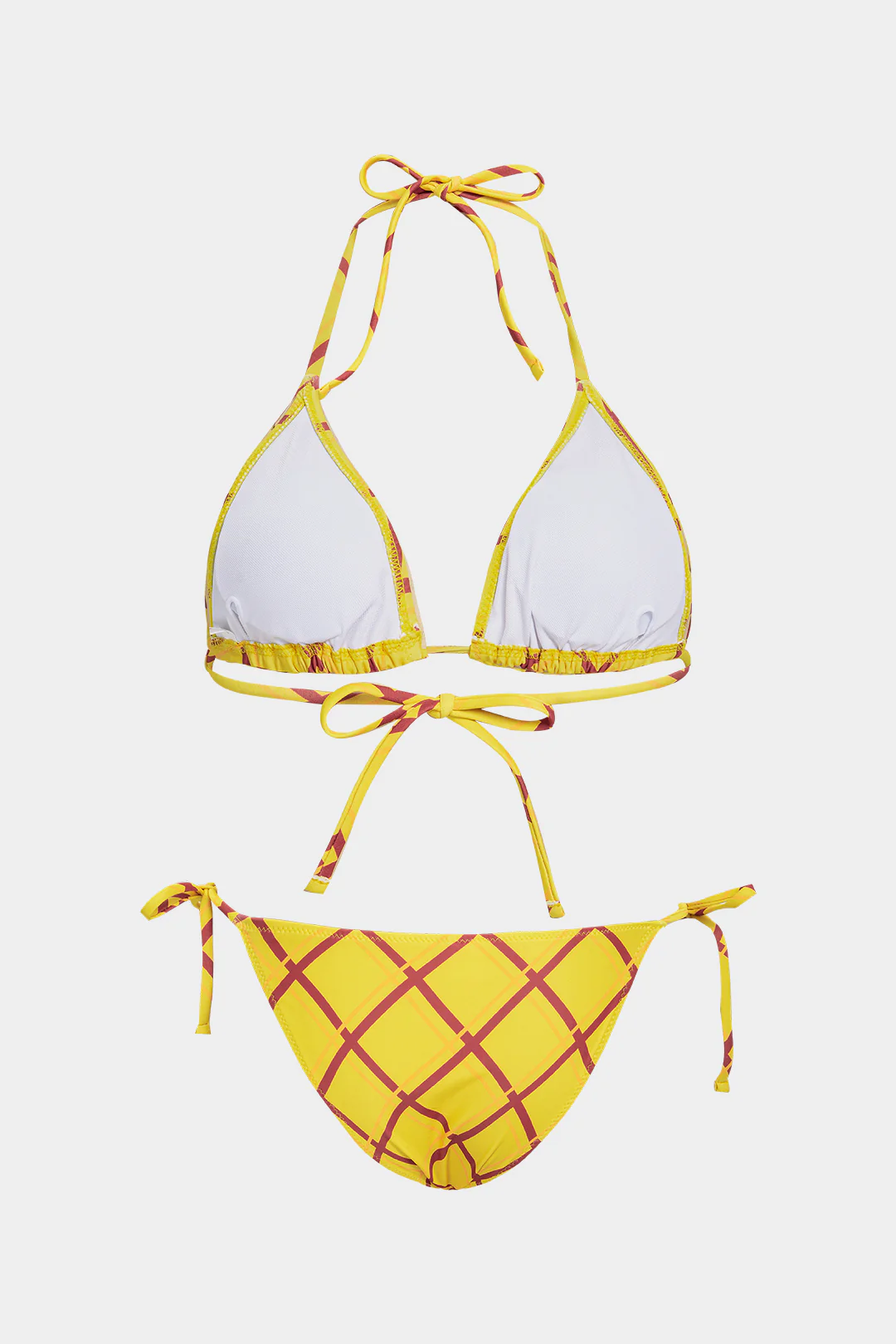 Plaid Print Halter Neck Tie-Up Bikini Set - Weenar