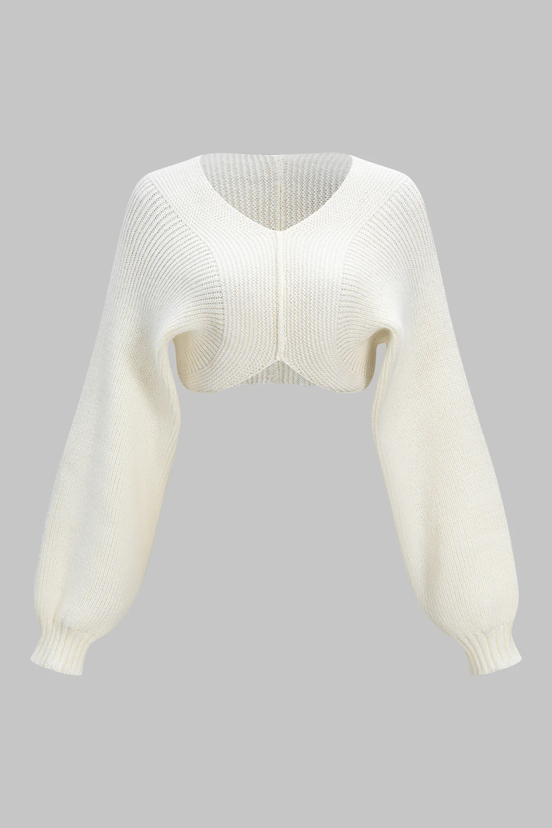 Knit V-Neck Long-Sleeve Top - Weenar