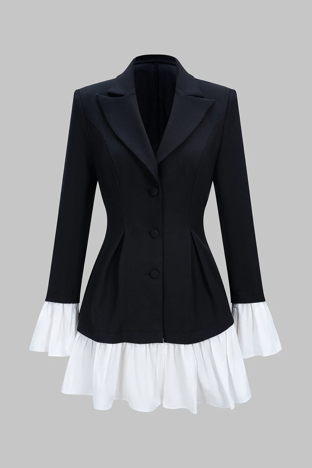 Notched Lapel Bell Long Sleeve Mini Dress - Weenar