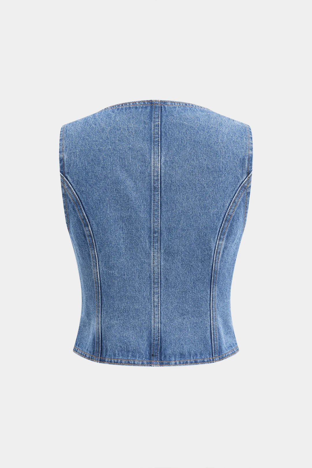 Denim Button Bustier Square Neck Crop Top - Weenar