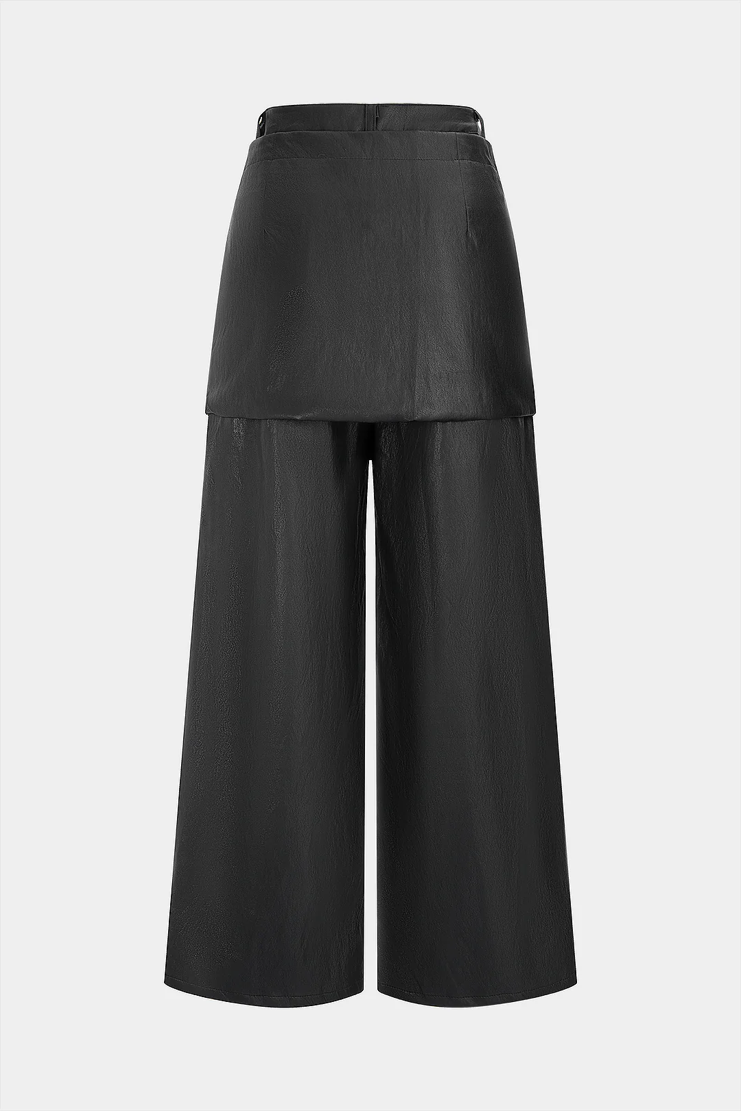 Faux Leather Asymmetrical Wide Leg Pants - Weenar