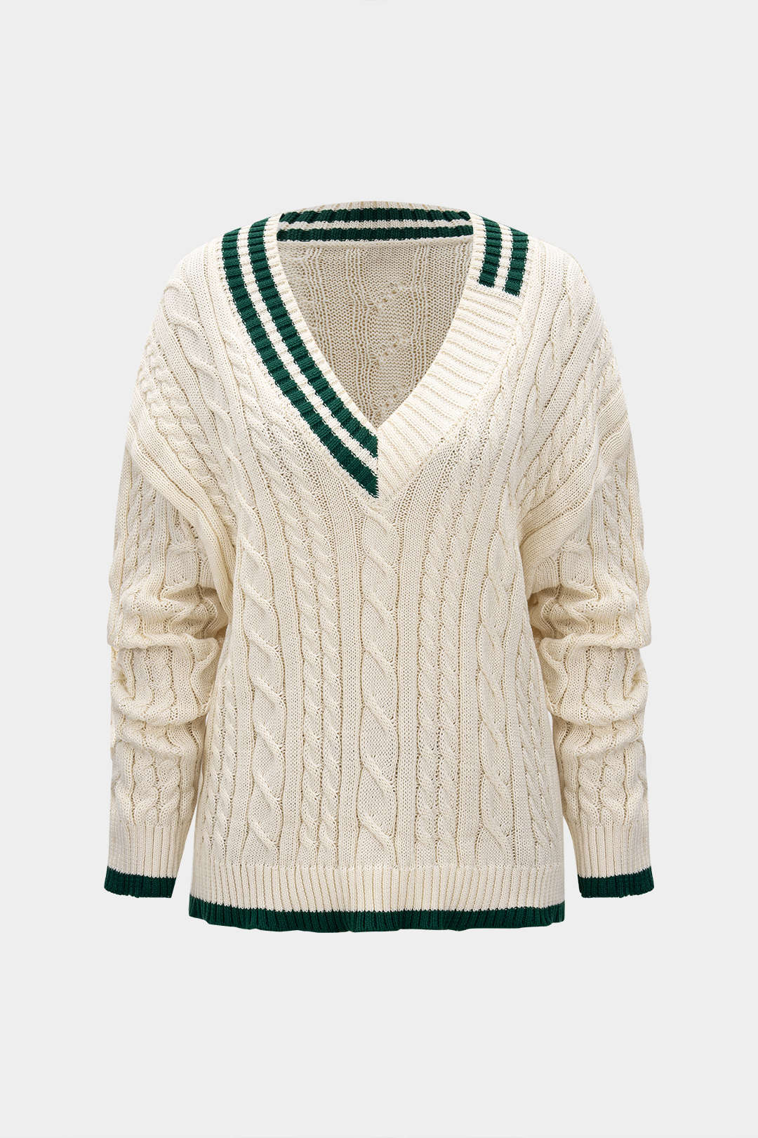 Knit V-Neck Asymmetrical Long-Sleeve Top - Weenar