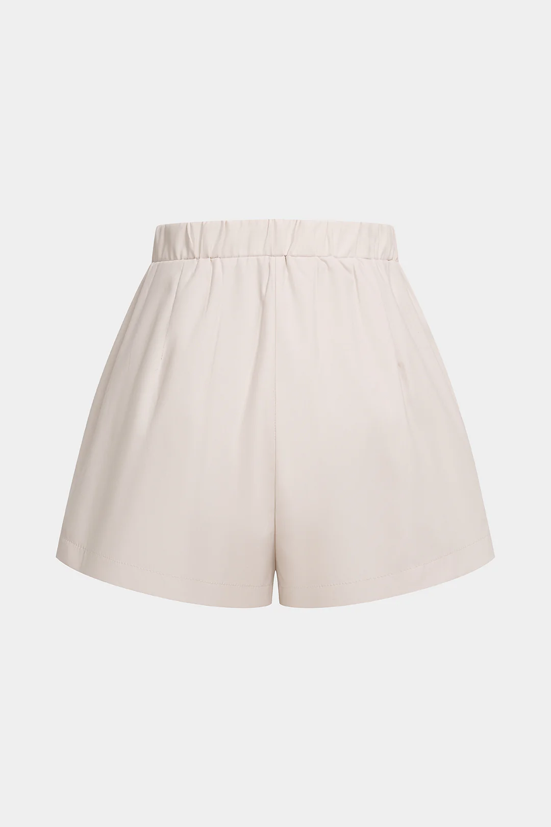 Solid Pleated Buckle High Waist Shorts - Weenar