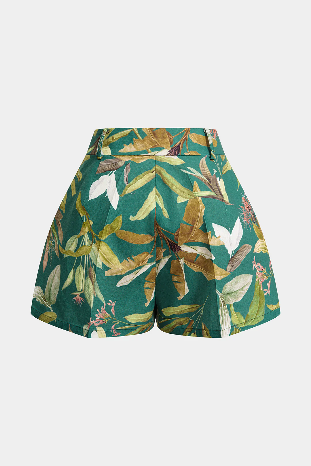 Leaves Print High Waist Wide Leg Shorts - Weenar