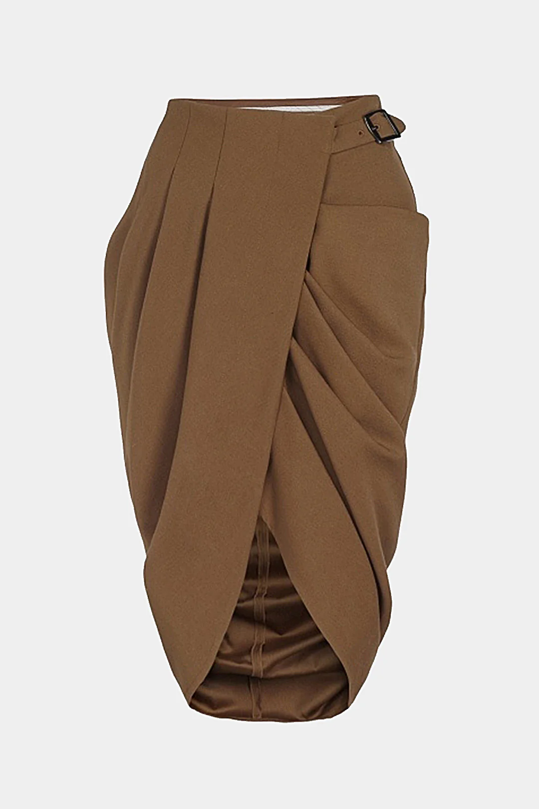 Asymmetry Belt Ruched Midi Skirt - Weenar
