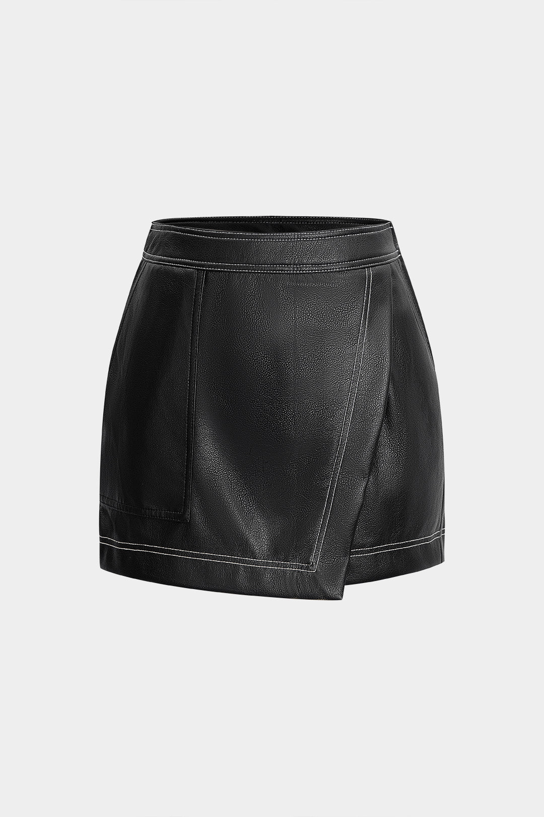 Faux Leather High Waist Skort - Weenar