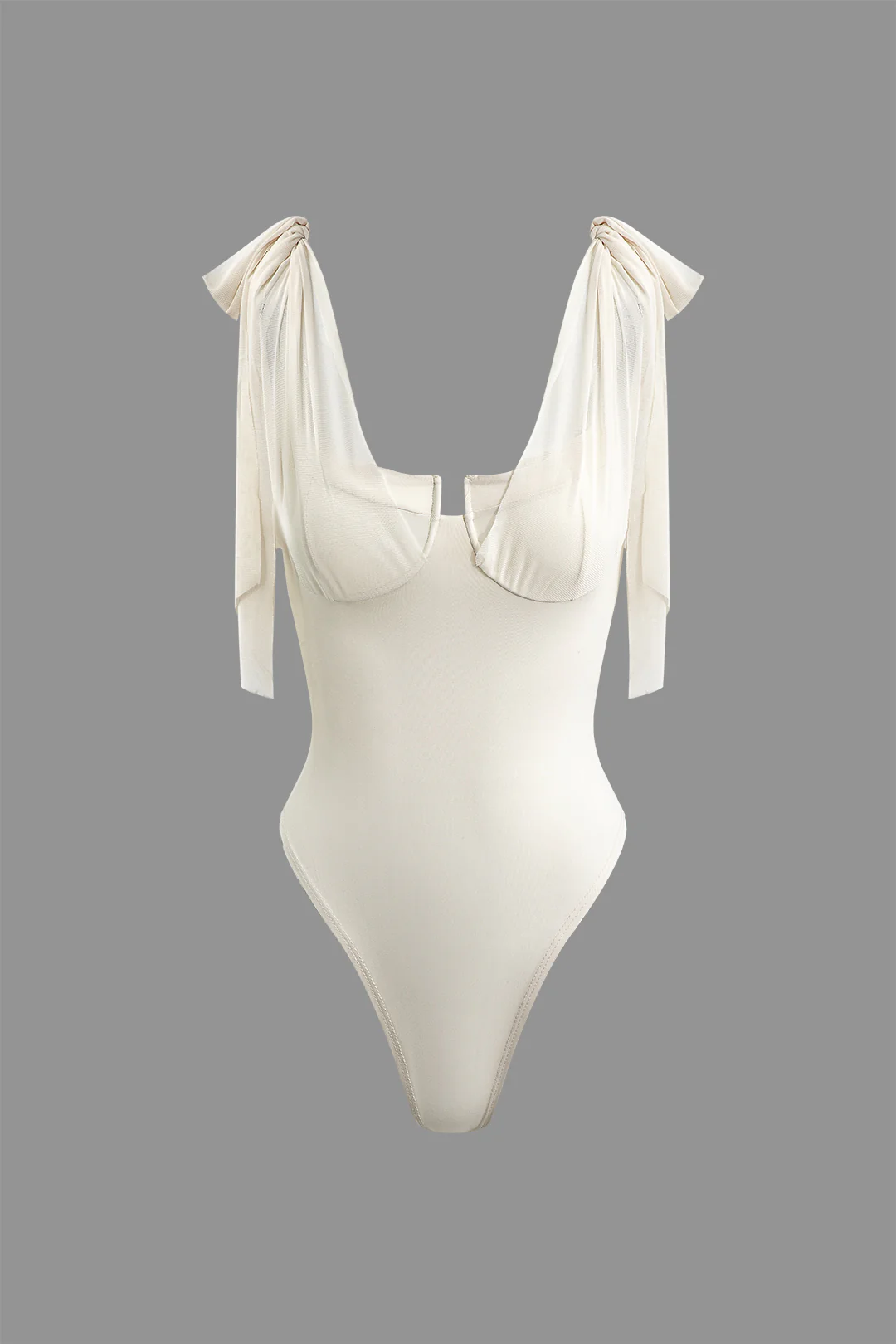 Tie-Up Bustier Underwire One-Piece Swimsuit - Weenar