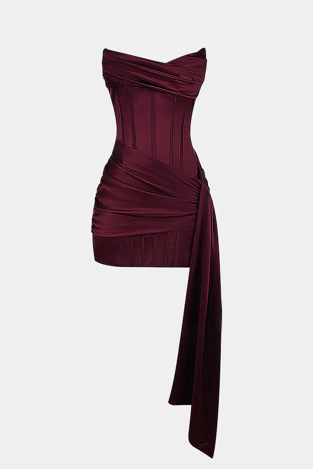Satin Asymmetrical Sleeveless Mini Dress - Weenar