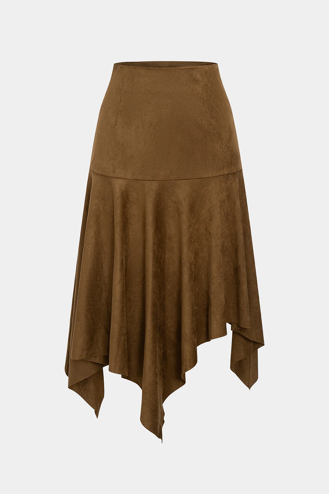 Suede Irregular Hem High Waist Skirt - Weenar