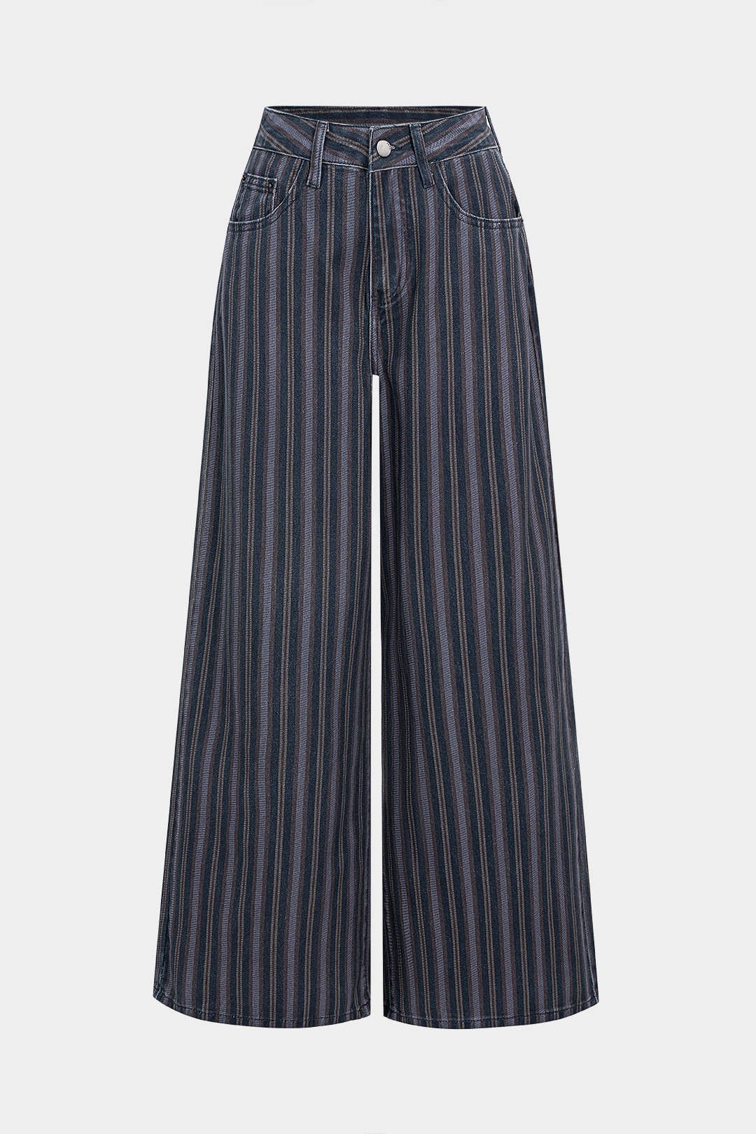 Color Block Stripes Print High Waist Jeans - Weenar