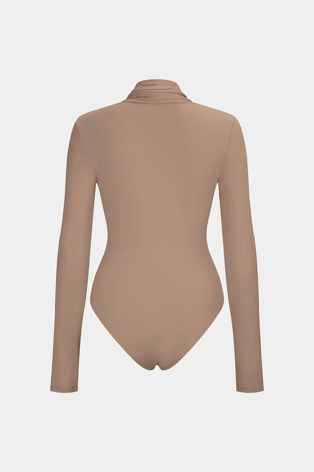 Asymmetrical Ruched Corset Zipper Long-Sleeve Bodysuit - Weenar
