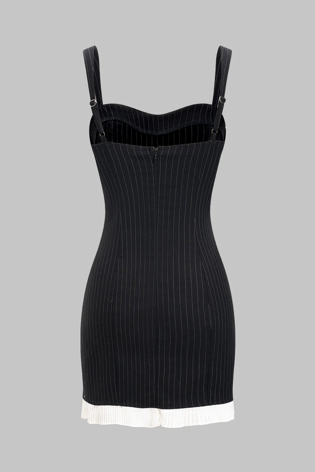 Stripes Print Patchwork Backless Slip Sleeveless Mini Dress - Weenar
