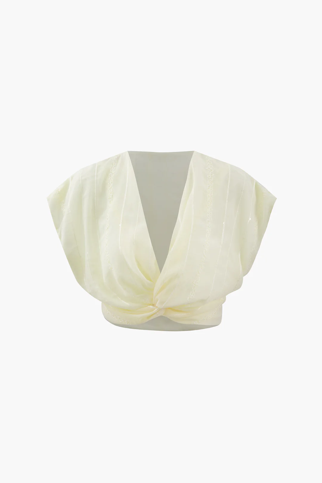 Ruched V-Neck Twist Knot Short-Sleeve Shirt - Weenar
