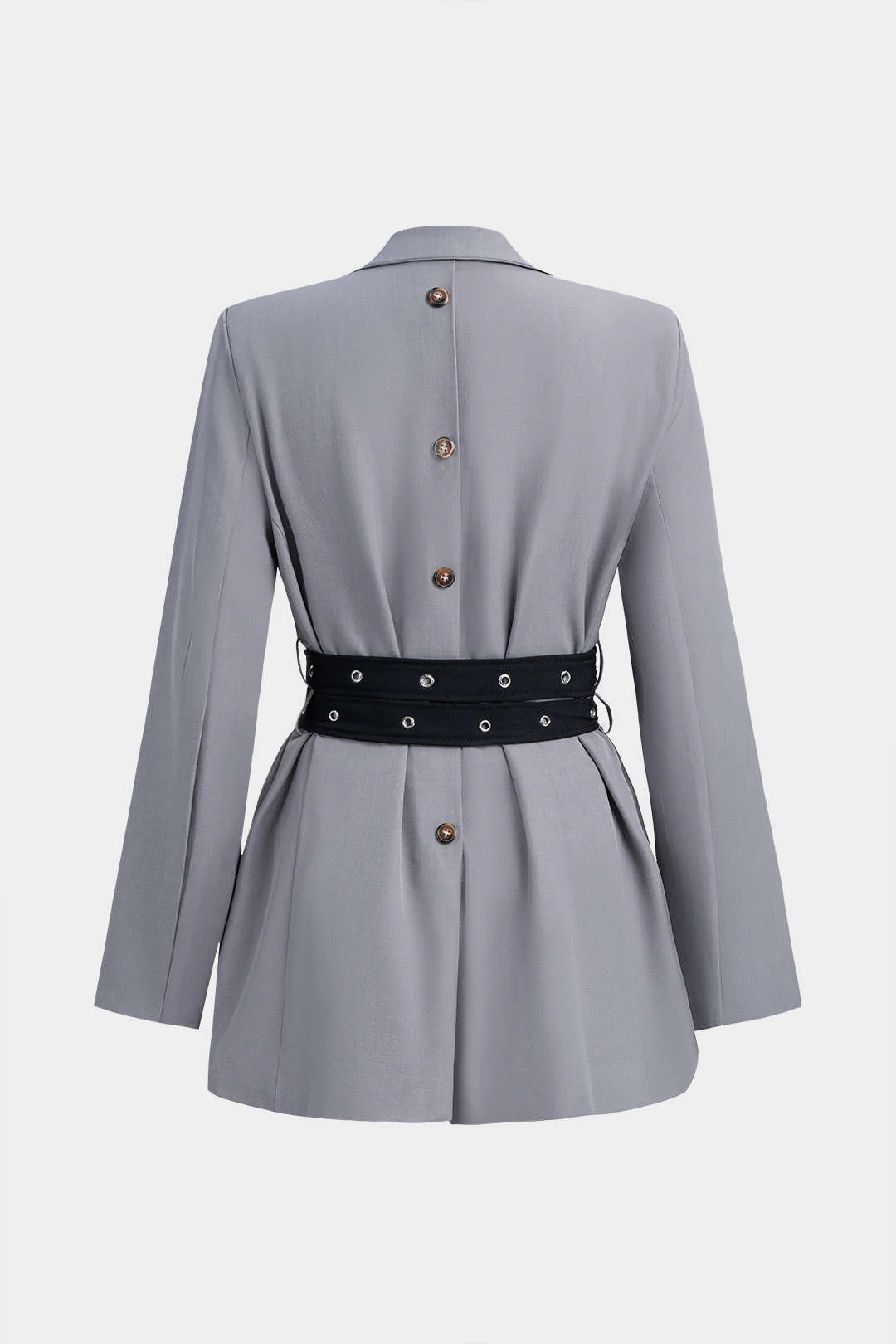 Tie-Up Waist Cinching Long Sleeve Blazer - Weenar
