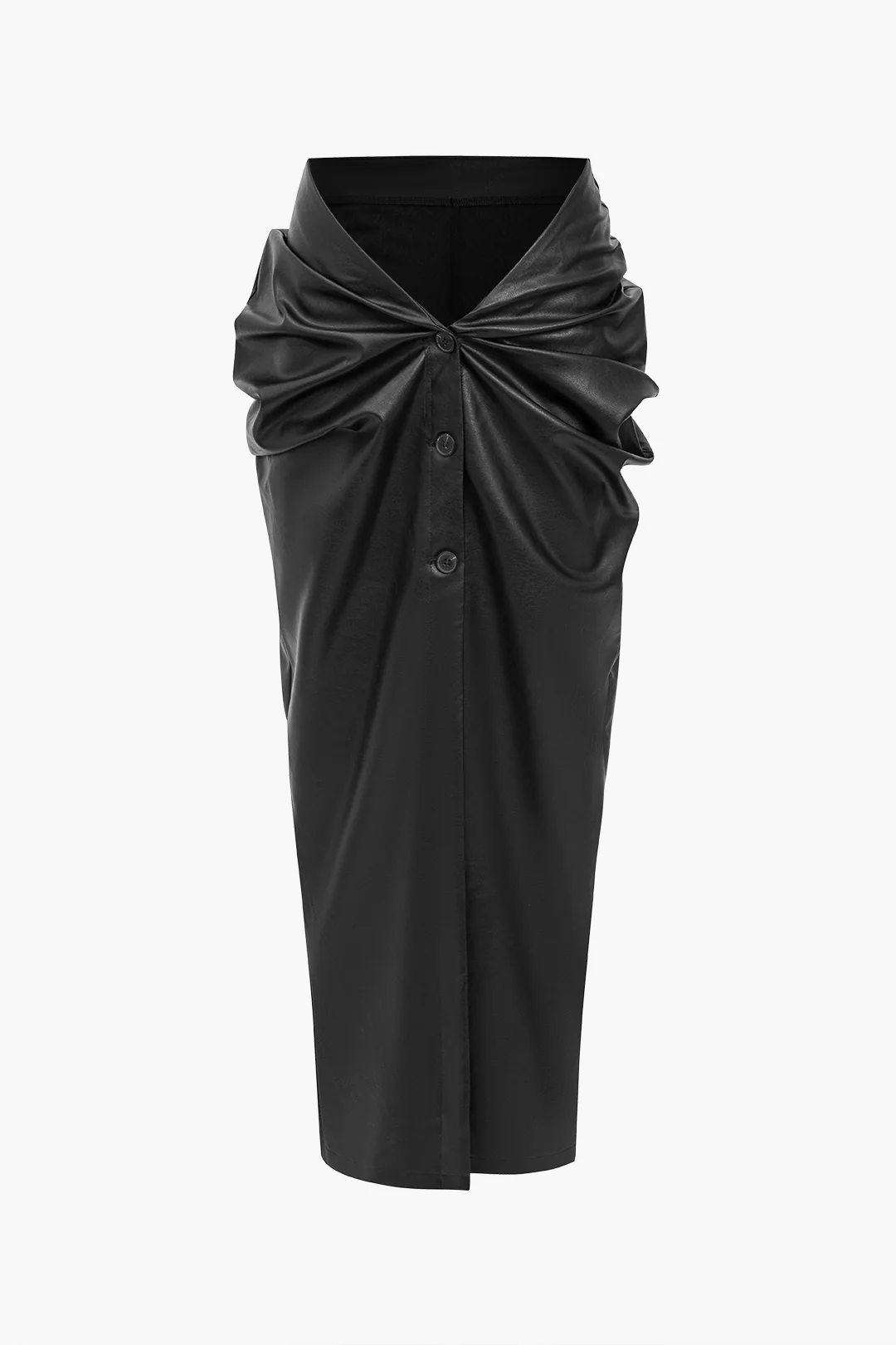 Faux Leather Ruched Skirt - Weenar