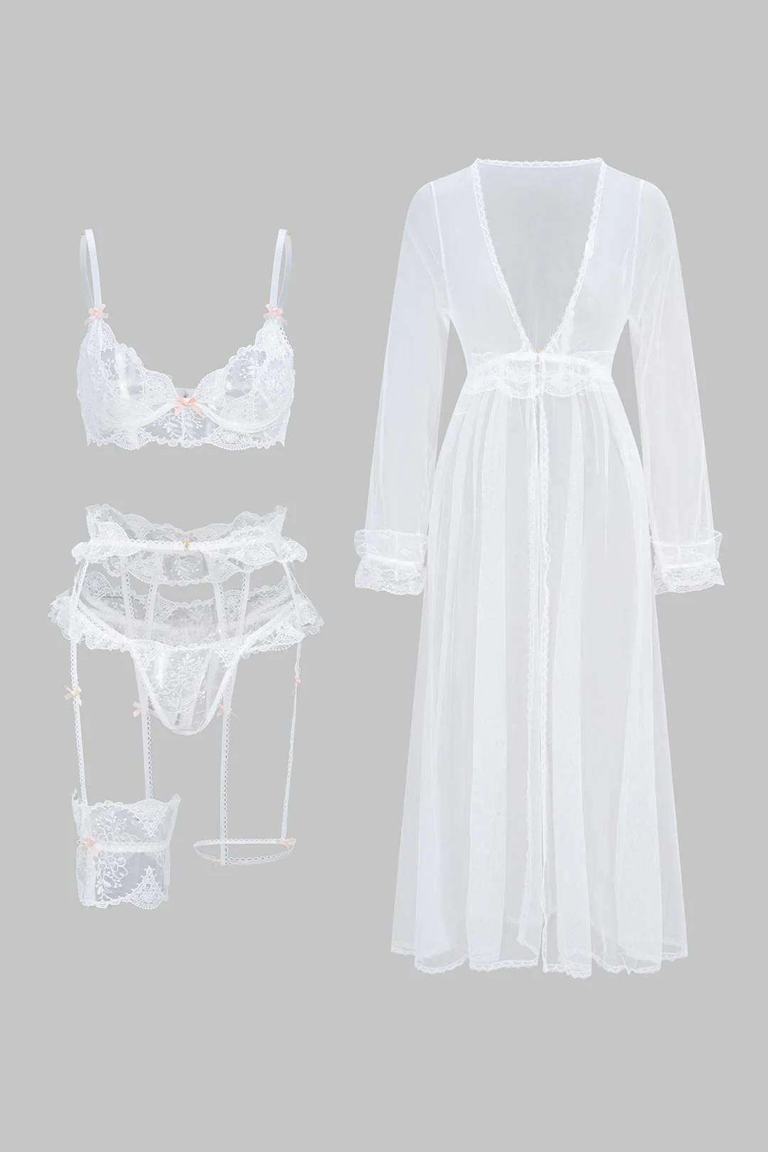 Lace Belted Slip Lingerie Garter Set - Weenar