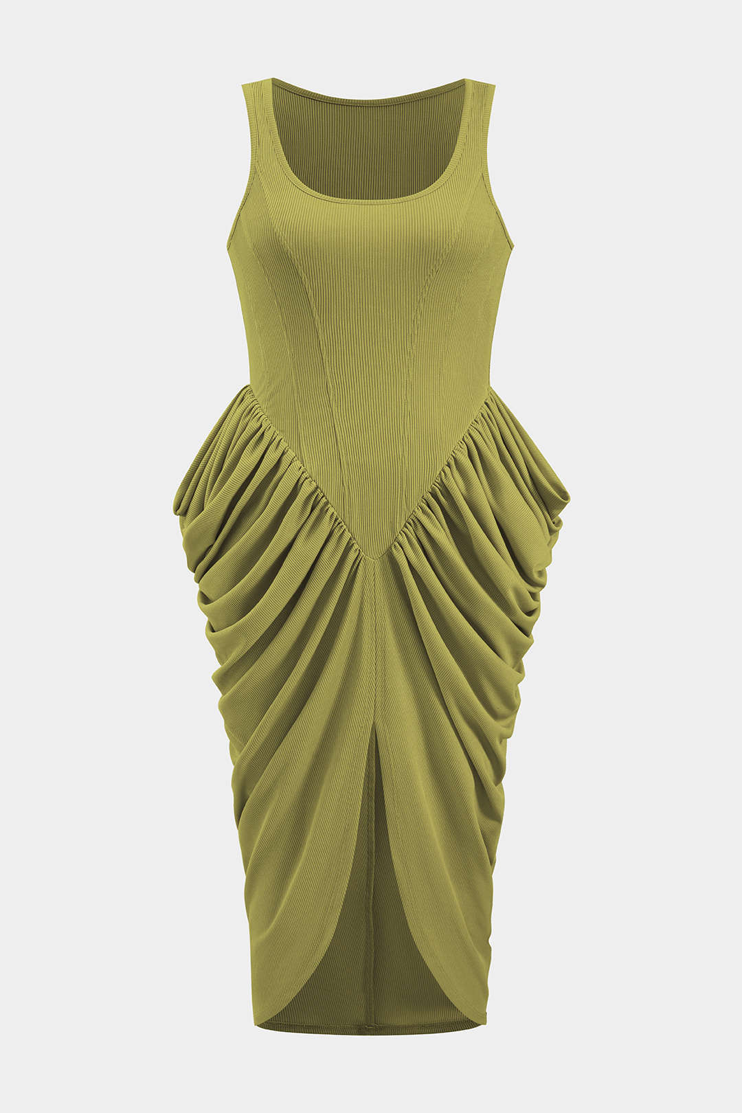Plus Size Ruched Tank Sleeveless Maxi Dress - Weenar