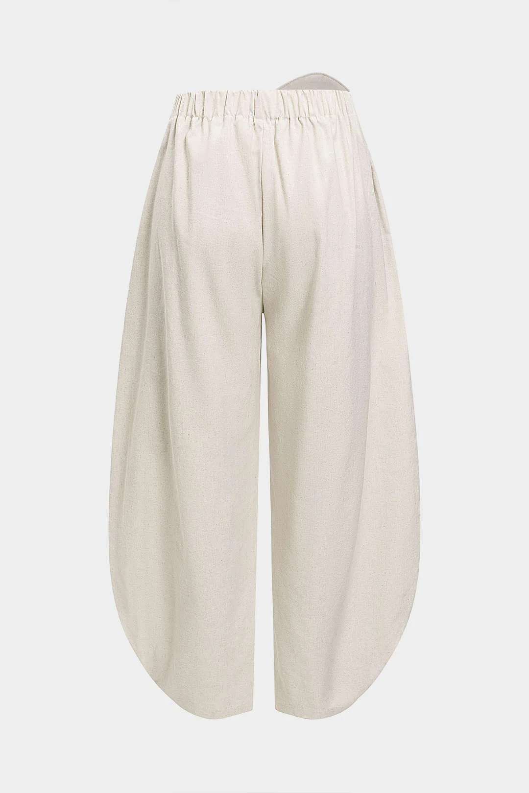 Linen Button Asymmetrical Ruched Barrel Trousers - Weenar