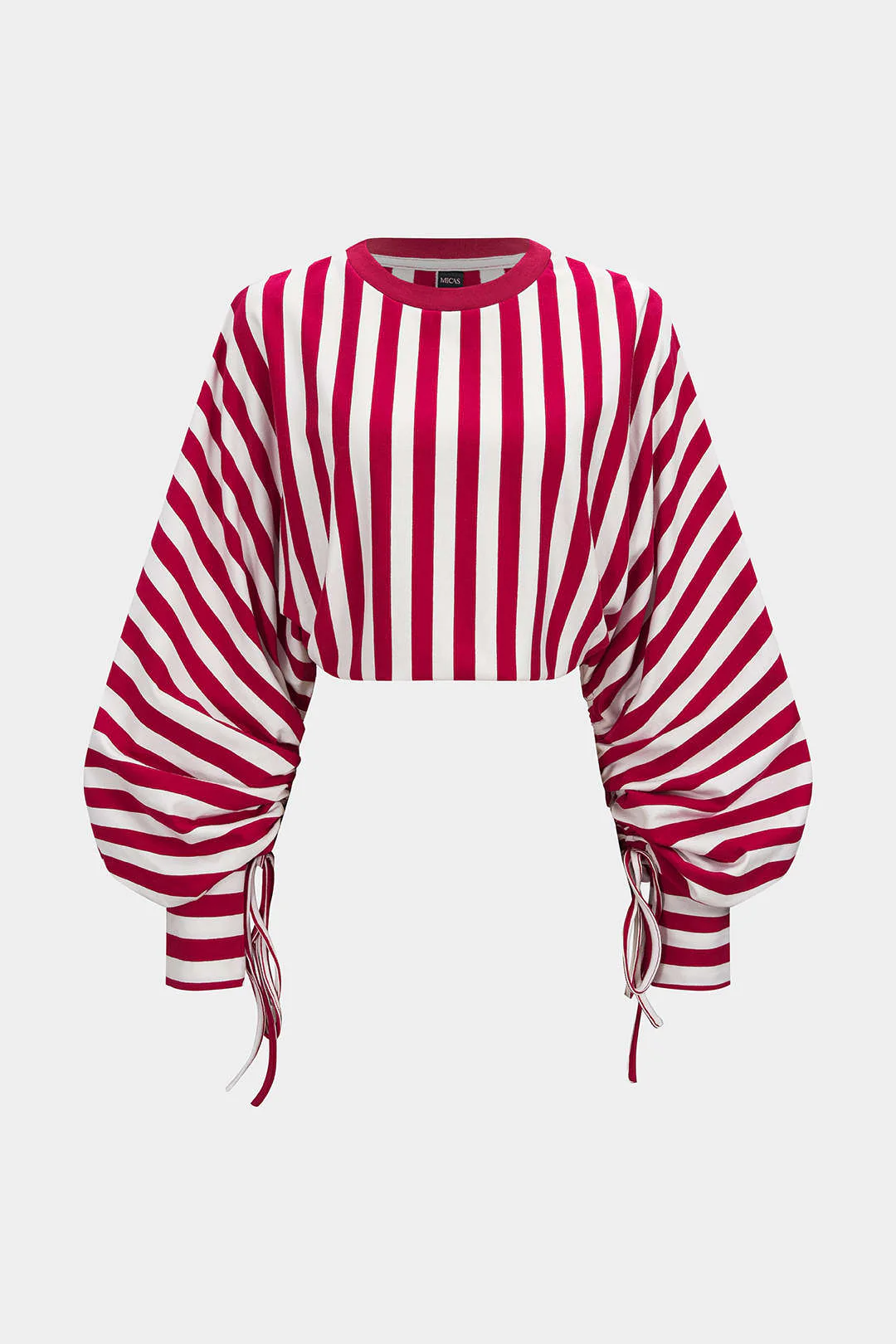 Contrast Stripes Print Tie-Up Long Sleeve Sweatshirt - Weenar