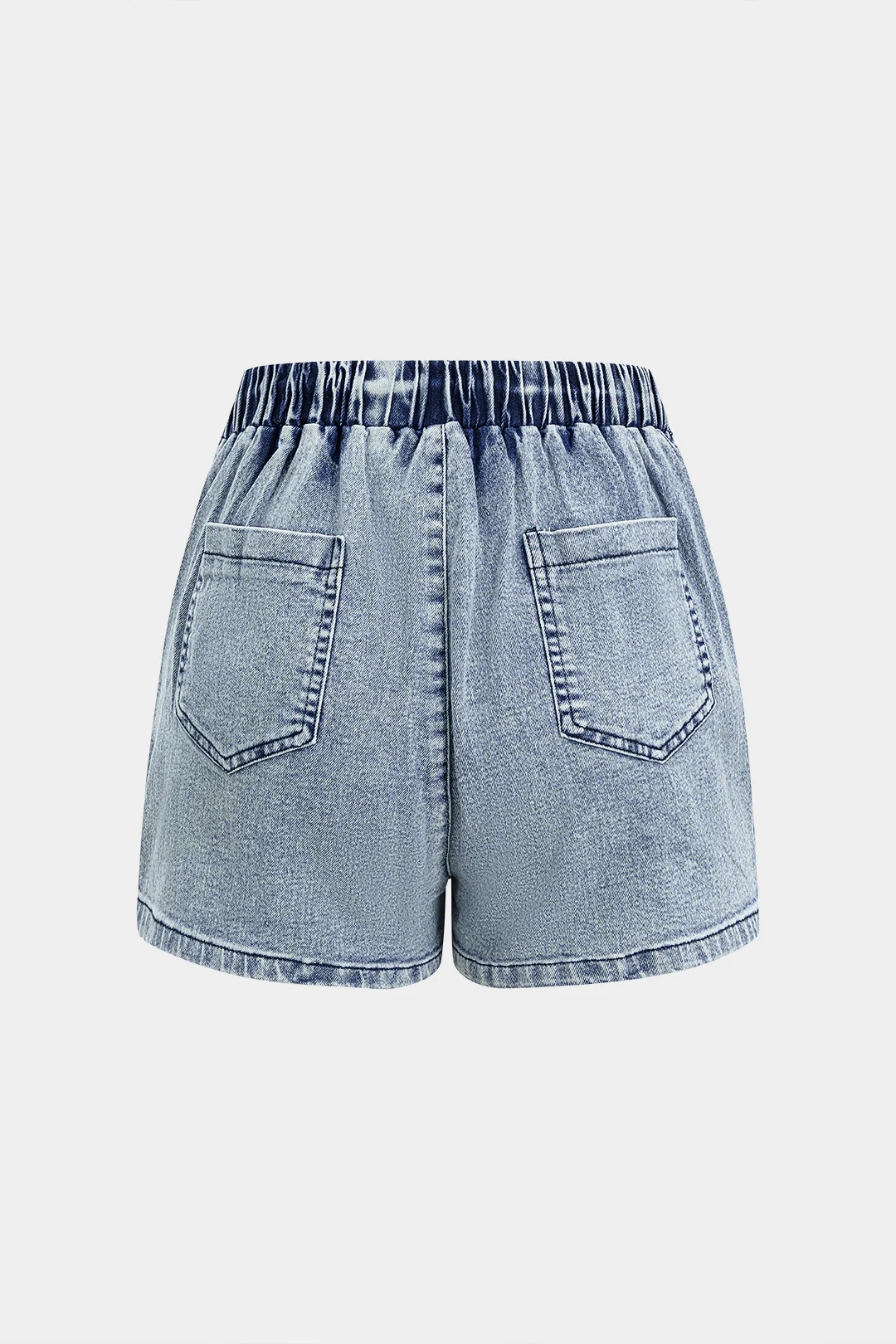 Denim Ruched Asymmetrical Shirred Waistband Pocket Skirt - Weenar