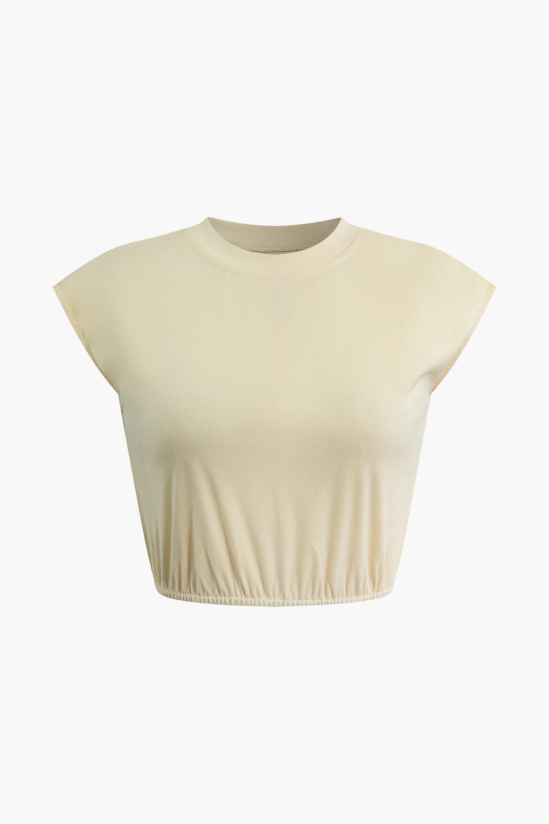 Solid Round Neck Ruched Sleeveless Top And Tie-Up Skirt Set - Weenar