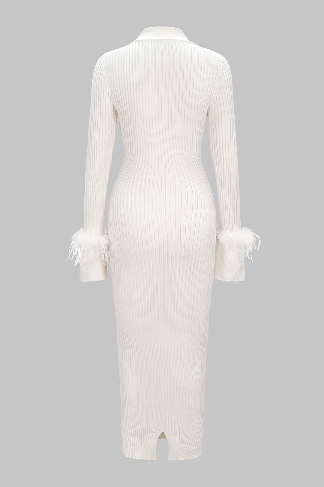 Knit Patchwork Polo Collar Long Sleeve Dress - Weenar