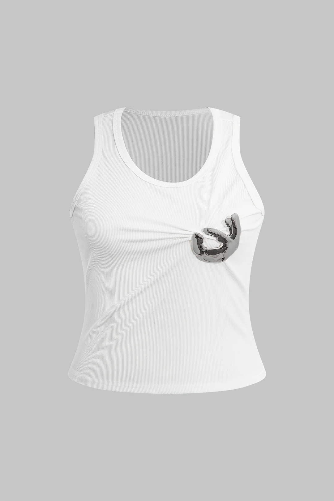 Plus Size Knot Metallic Detail Twist Tank Top - Weenar