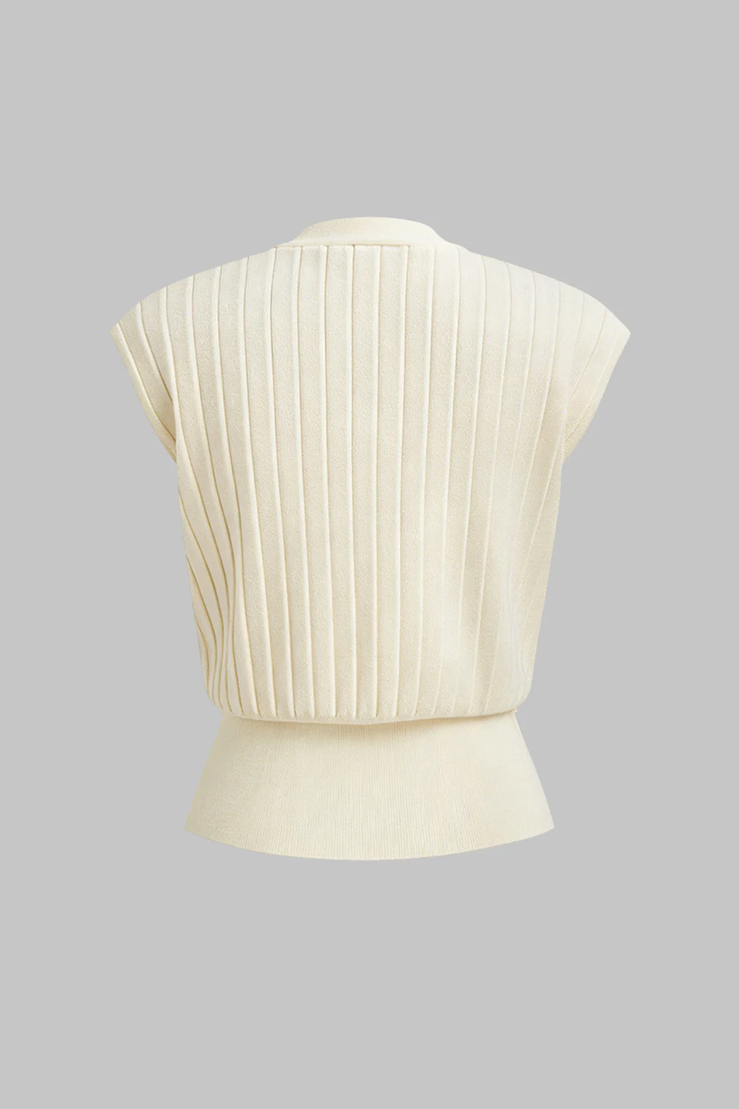 Knit Irregular Metallic Button V-Neck Tank Top - Weenar