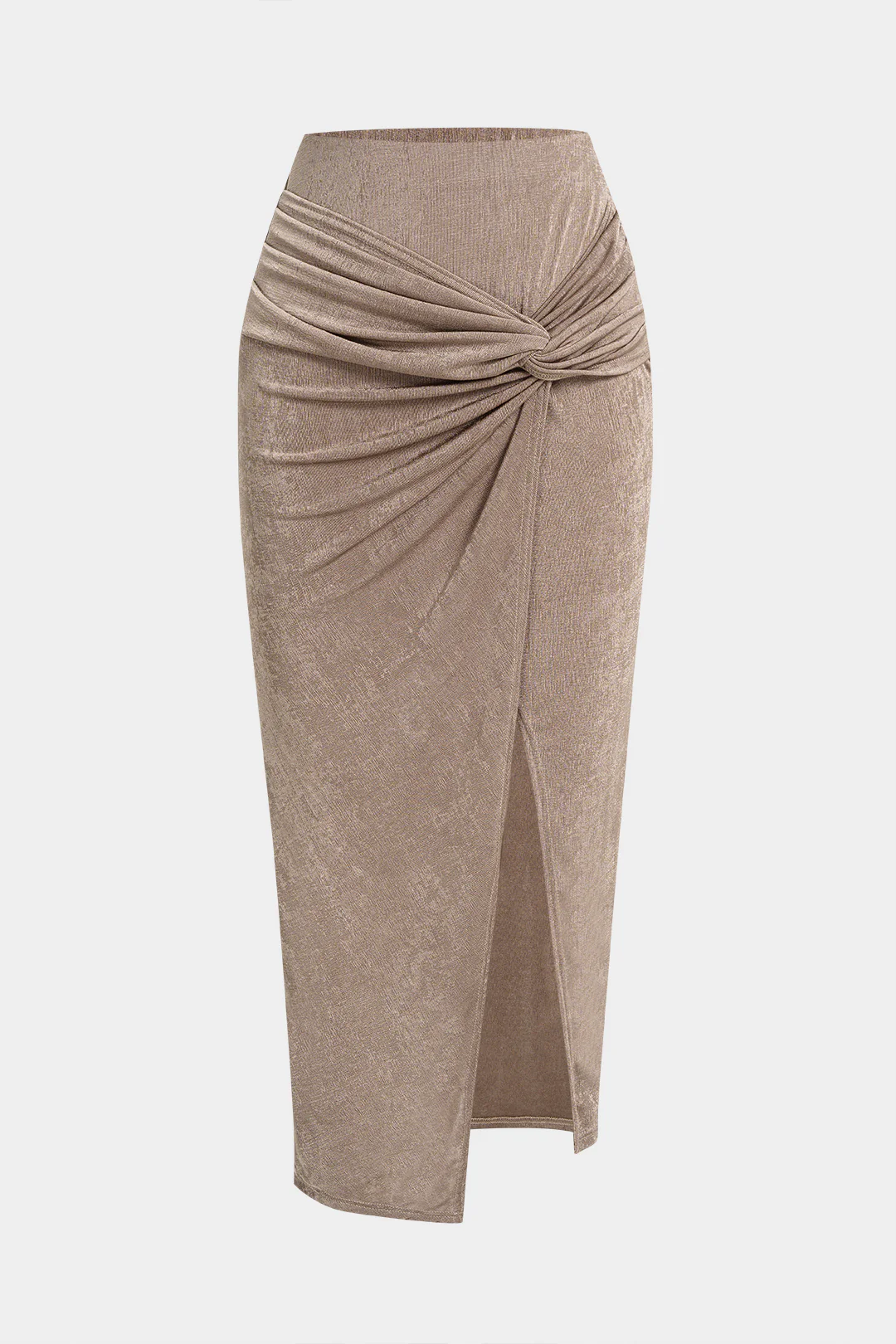 Asymmetrical Twist Knot Split High Waist Skirt - Weenar