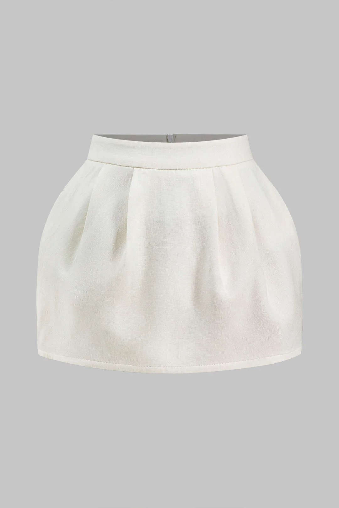 Linen Ruched Zipper Skirt - Weenar